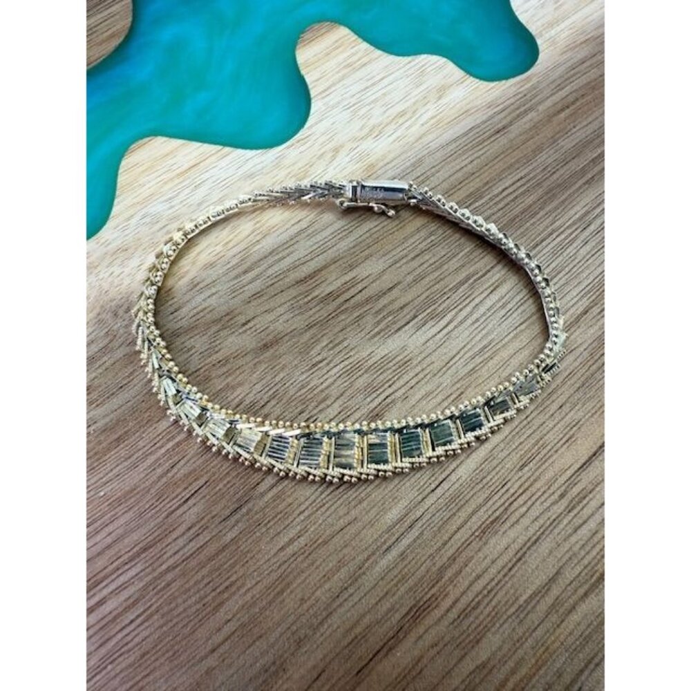 Vintage Mexican Sterling Silver Chevron Link Bracelet B&B TJ-36